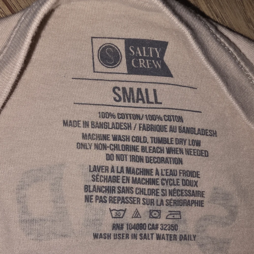 Salty Crew Light Tan Crew Neck Tee with Printed Care Label - Picture 5 of 5